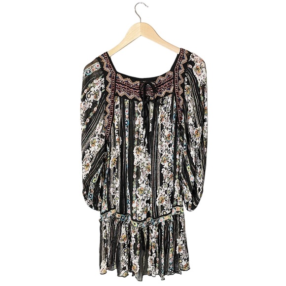 Free People Dance Magic Tunic Floral Metallic Embroidered - Picture 3 of 7